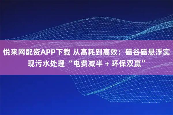 悦来网配资APP下载 从高耗到高效：磁谷磁悬浮实现污水处理 “电费减半 + 环保双赢”