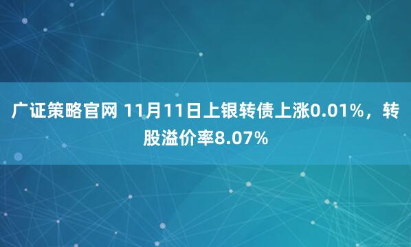 广证策略官网 11月11日上银转债上涨0.01%，转股溢价率8.07%